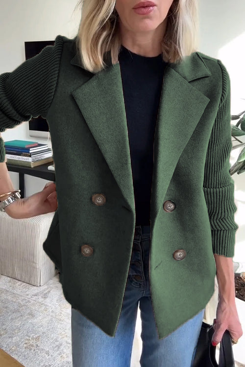 Lenora - Premium Chic Knit-Sleeve Blazer