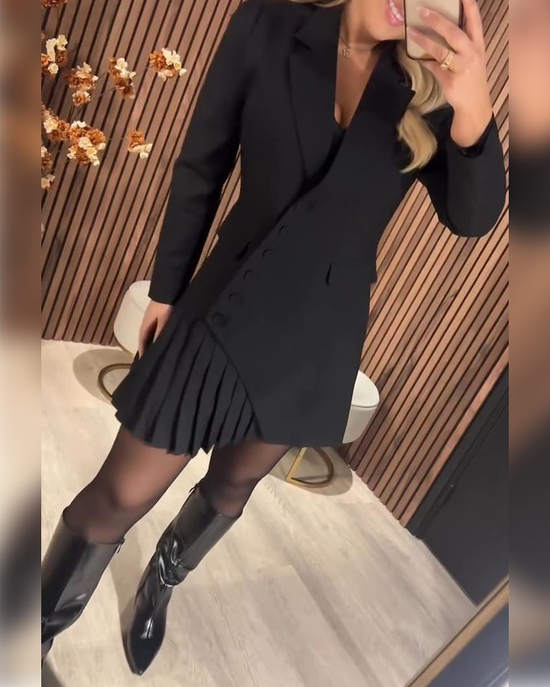 Plain Dress with Lapel and Tailoring Style
