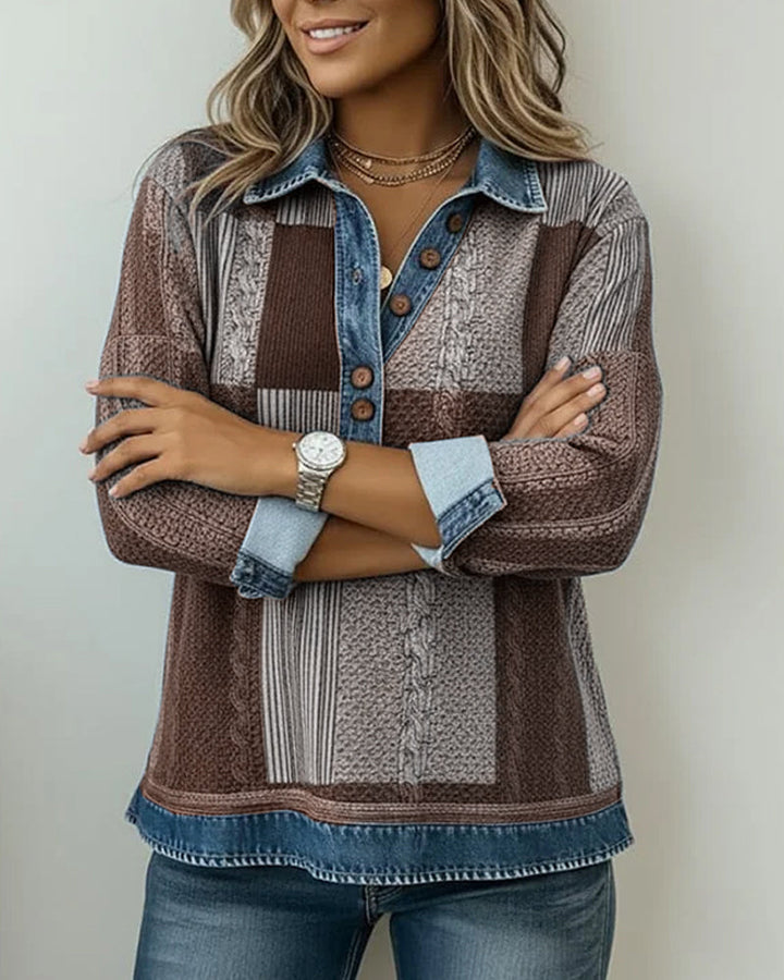 Long Sleeve Sweatshirt with Color Block Print