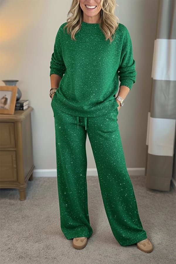 Viviana | Round Neck, Shiny, Solid Color, Comfortable Set