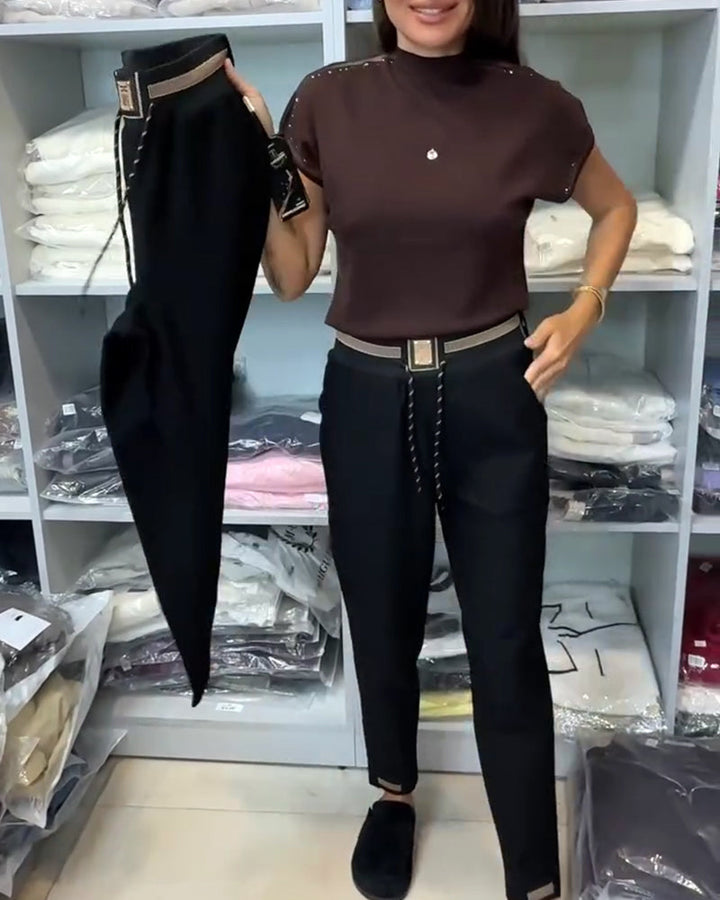 Stylish Pants with Drawstring and Elastic Waist