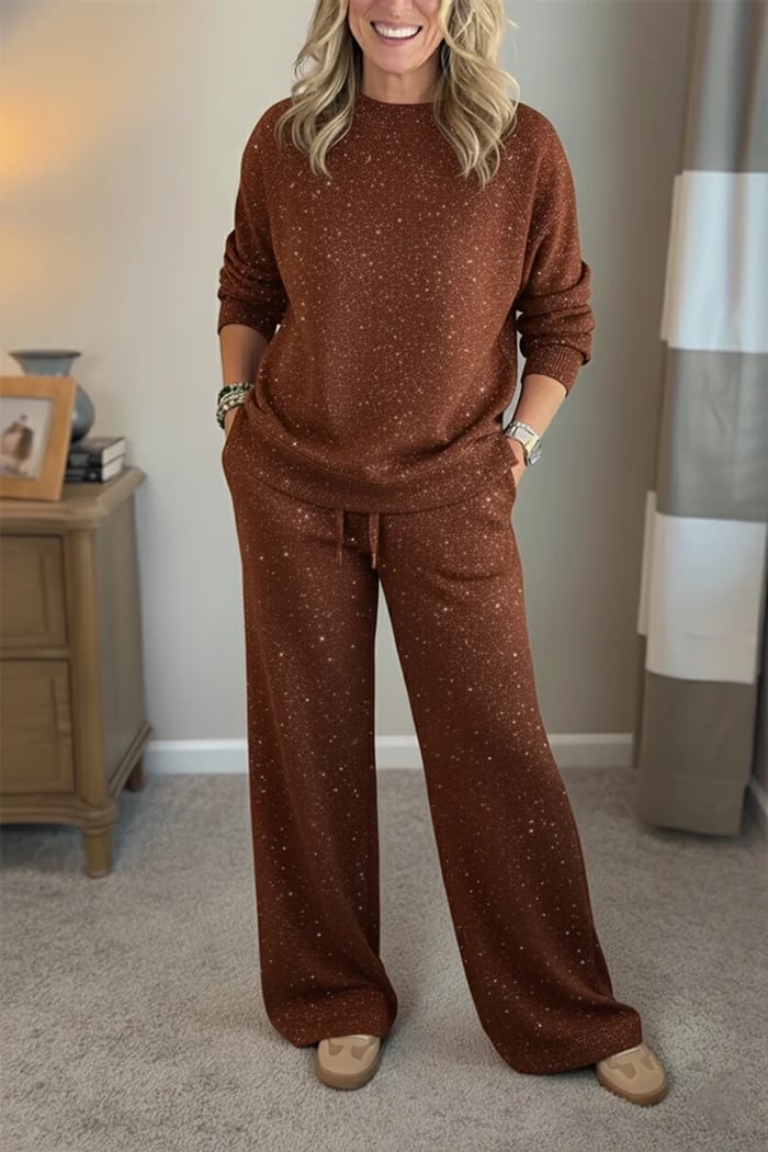 Viviana | Round Neck, Shiny, Solid Color, Comfortable Set