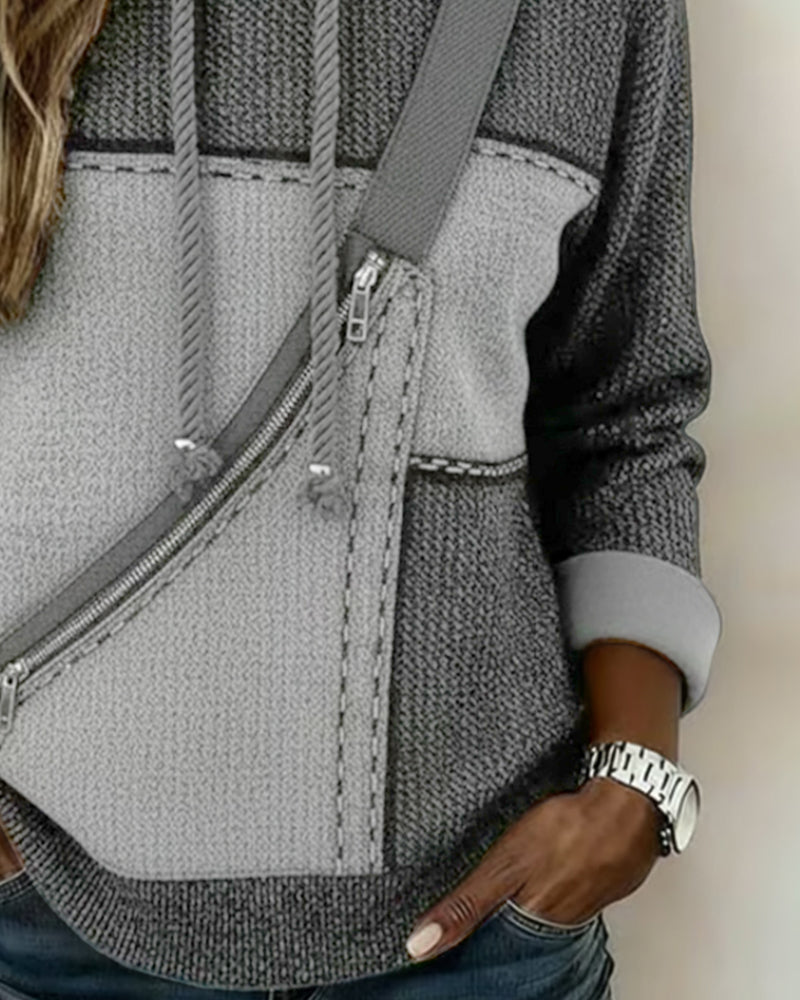 Elegant Color Block Hoodie