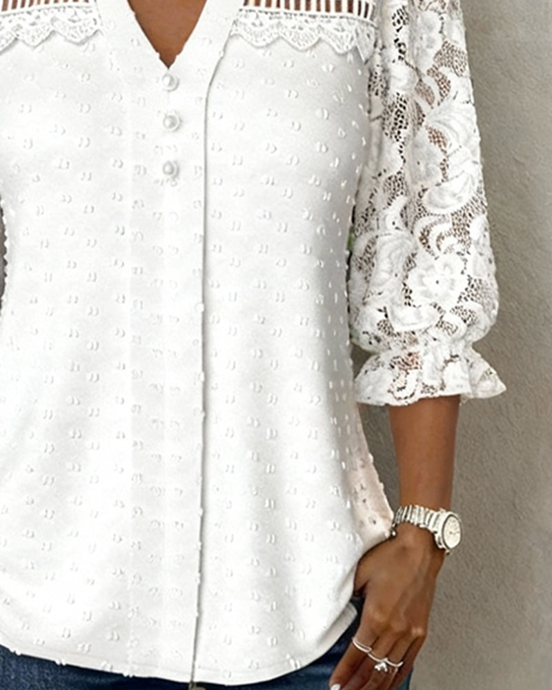 Blouse Knitting V-Neck Fashion