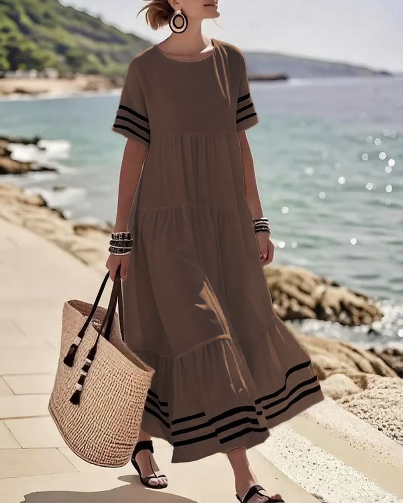 Trendy Vacation Dress Short Sleeves