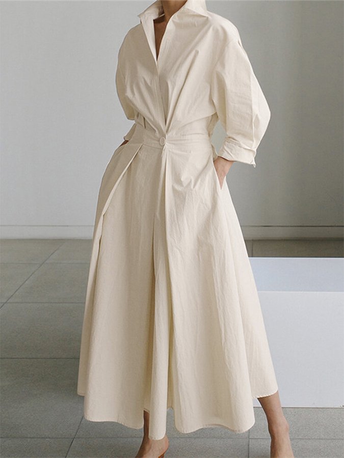 Clemence | Elegant Midi Dress with Button Closure