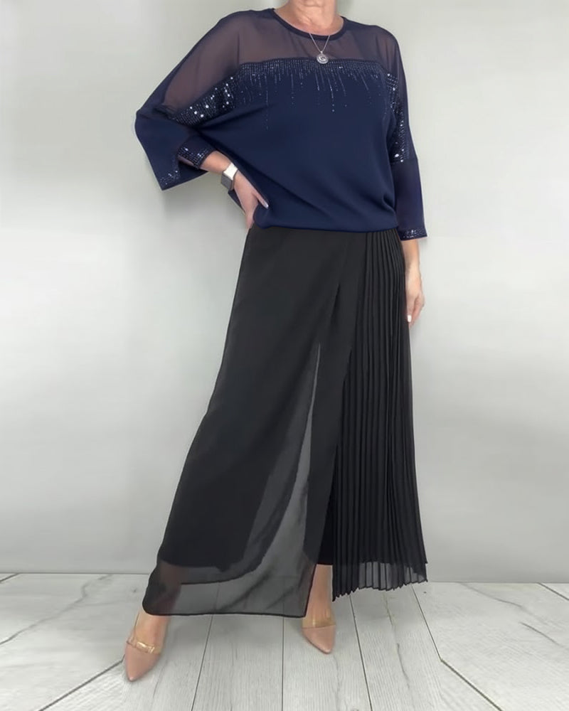 Mesh Blouse Split Loose