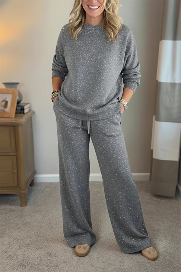 Viviana | Round Neck, Shiny, Solid Color, Comfortable Set