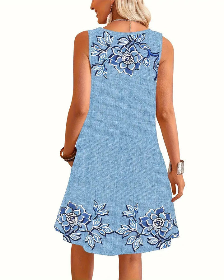 Sleeveless Denim Imitation Dress