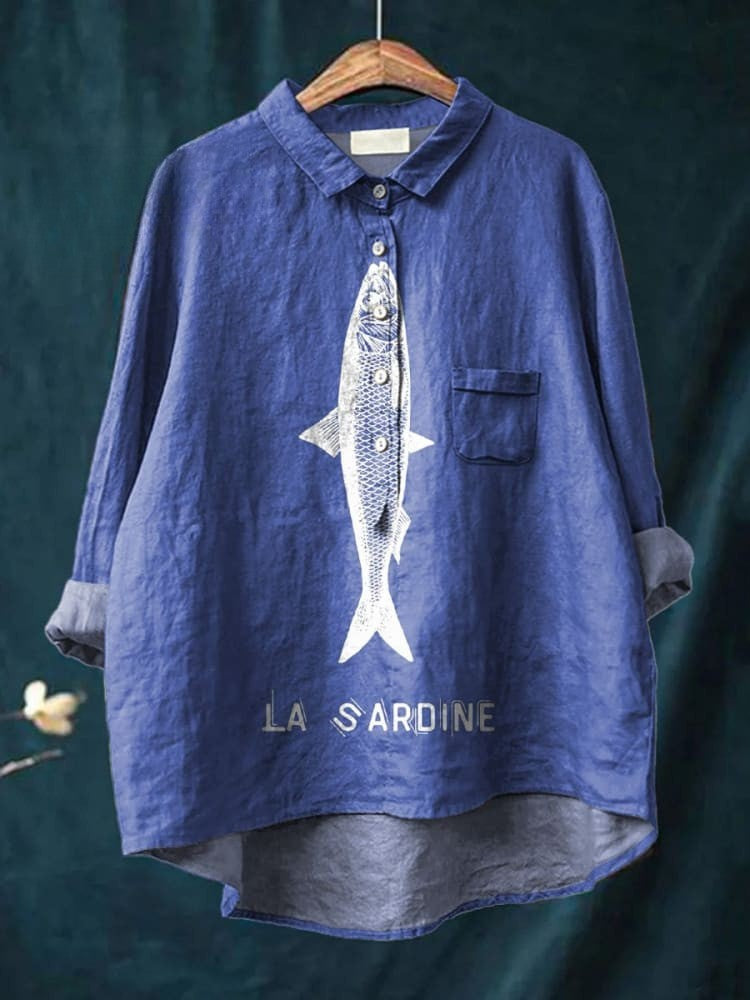 NEVEAH – STYLISH FISH PRINT COTTON SHIRT
