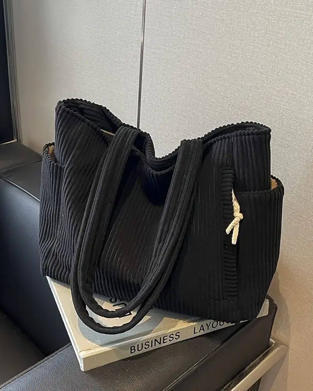 Tilda | Ribbed Tote Bag with Cord Detail