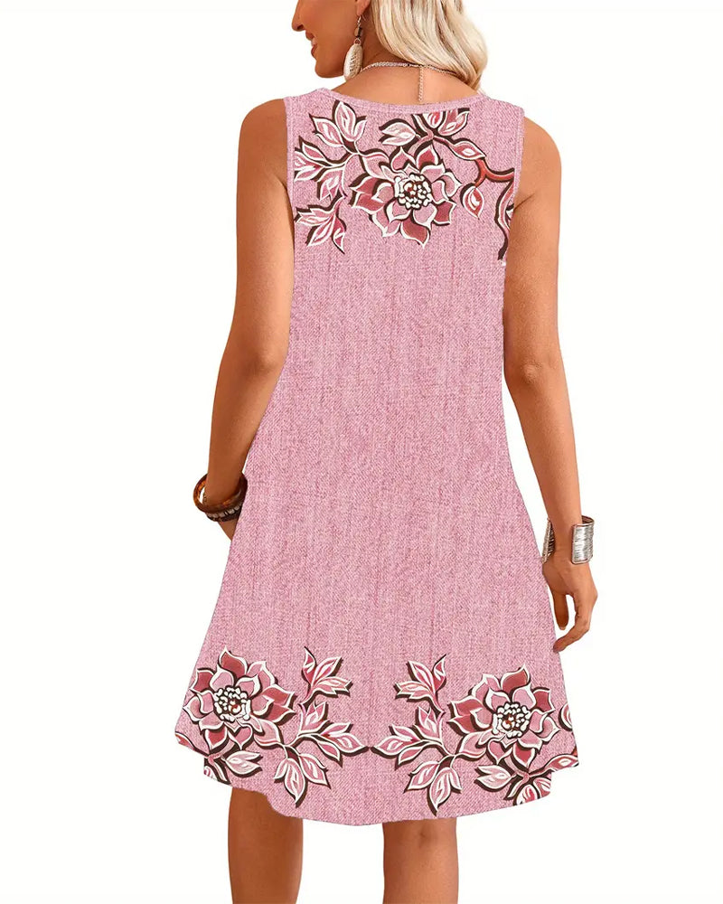 Sleeveless Denim Imitation Dress