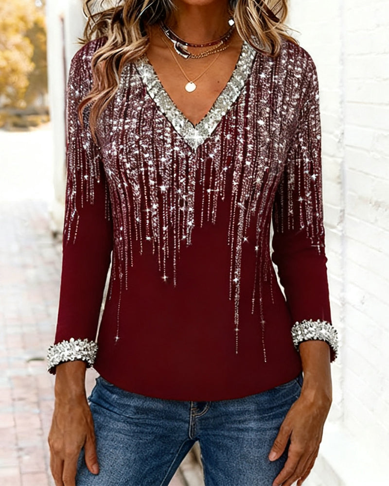 Trendy Loose Top with V-Neck