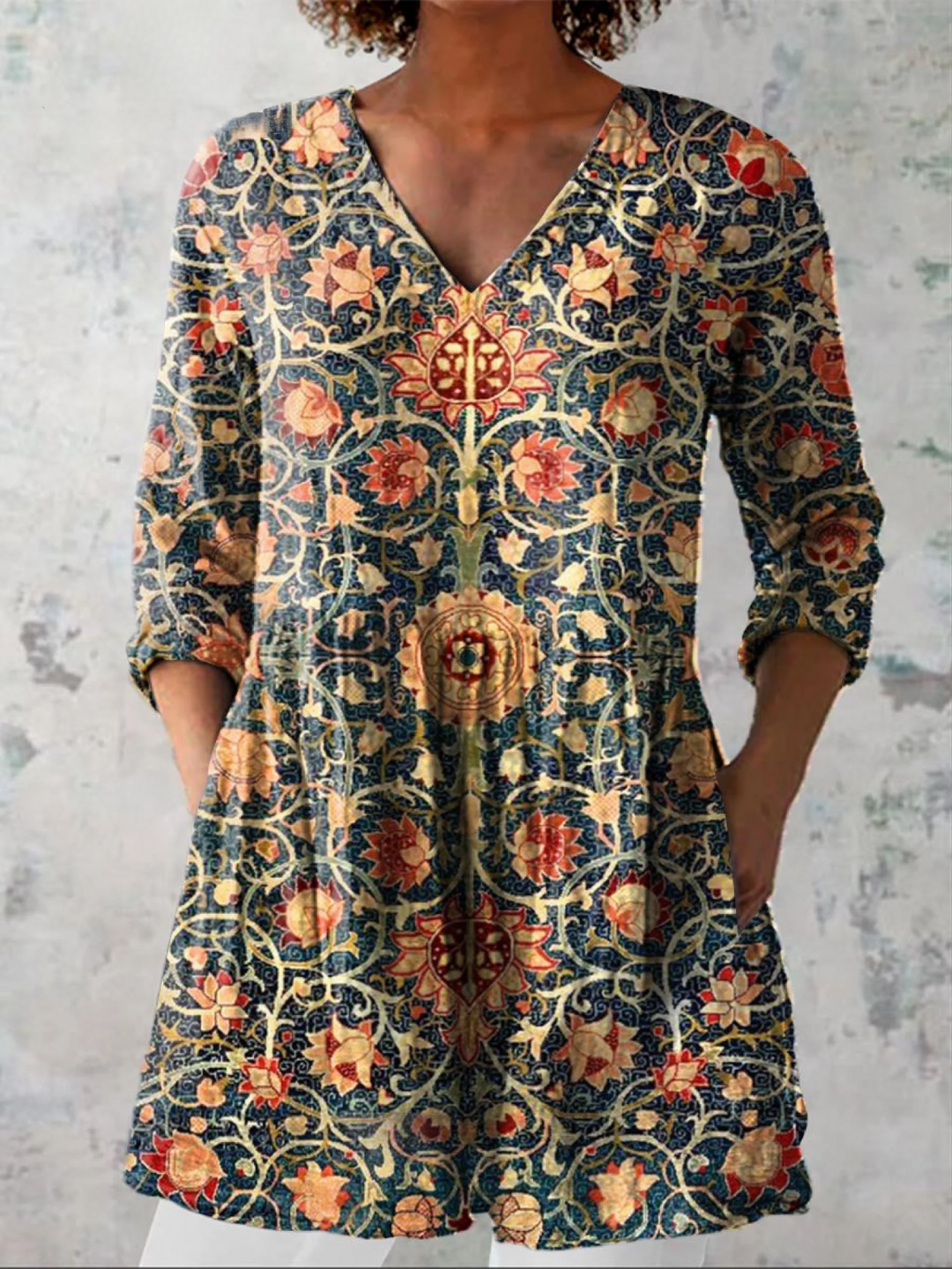 Elara - Long V-Neck Shirt