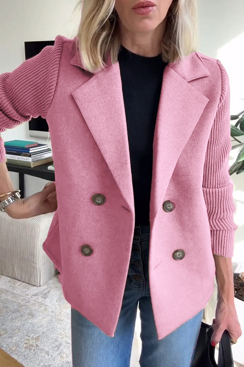 Lenora - Premium Chic Knit-Sleeve Blazer