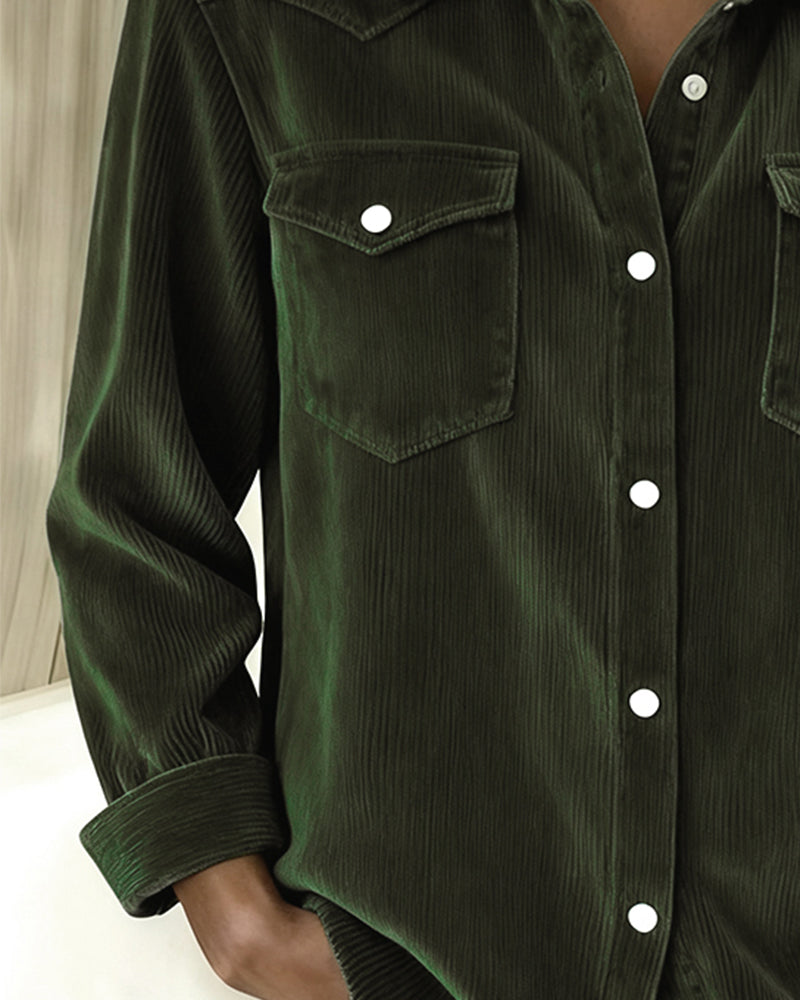 Long Sleeve Shirt With Lapel And Buttonhole