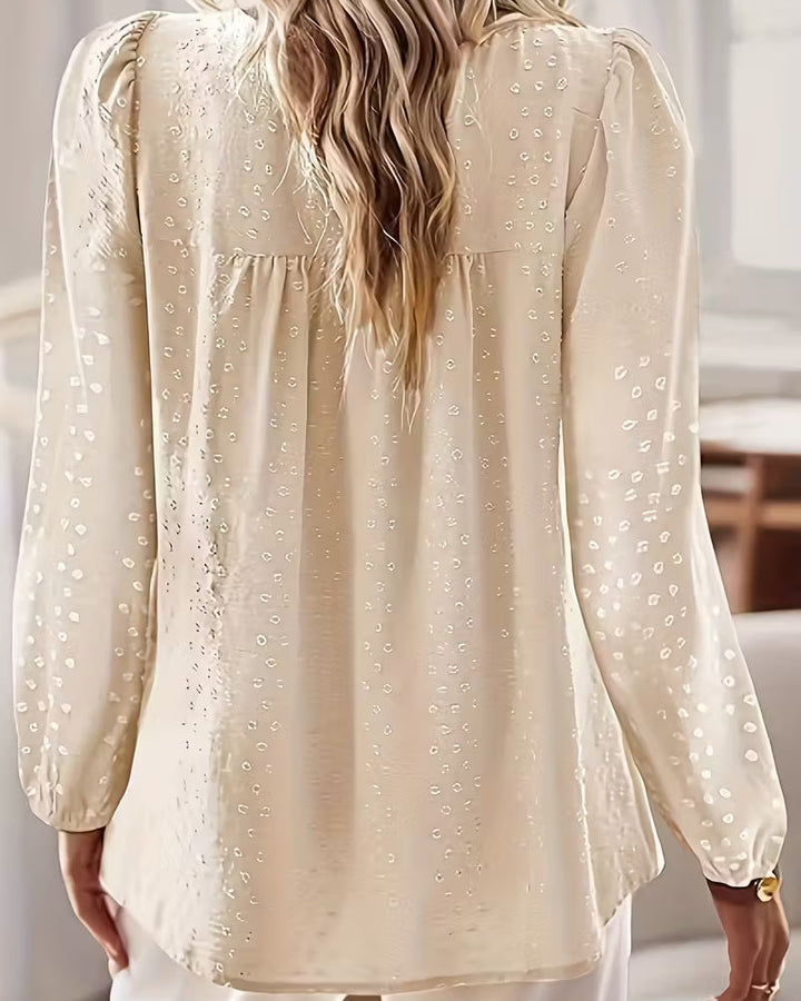 Lace Panel Blouse with Round Neck