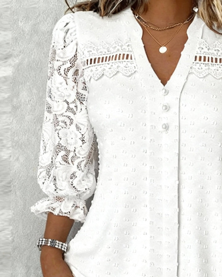 Blouse Knitting V-Neck Fashion