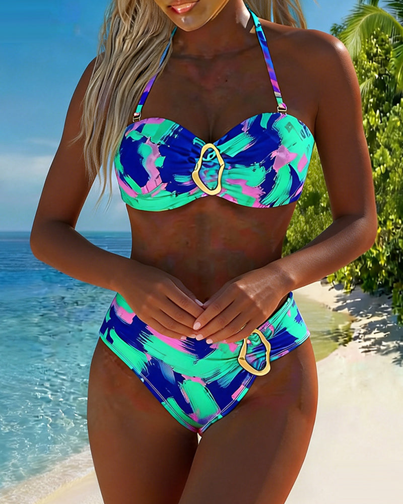 Tie-Dye High Neck Bikini