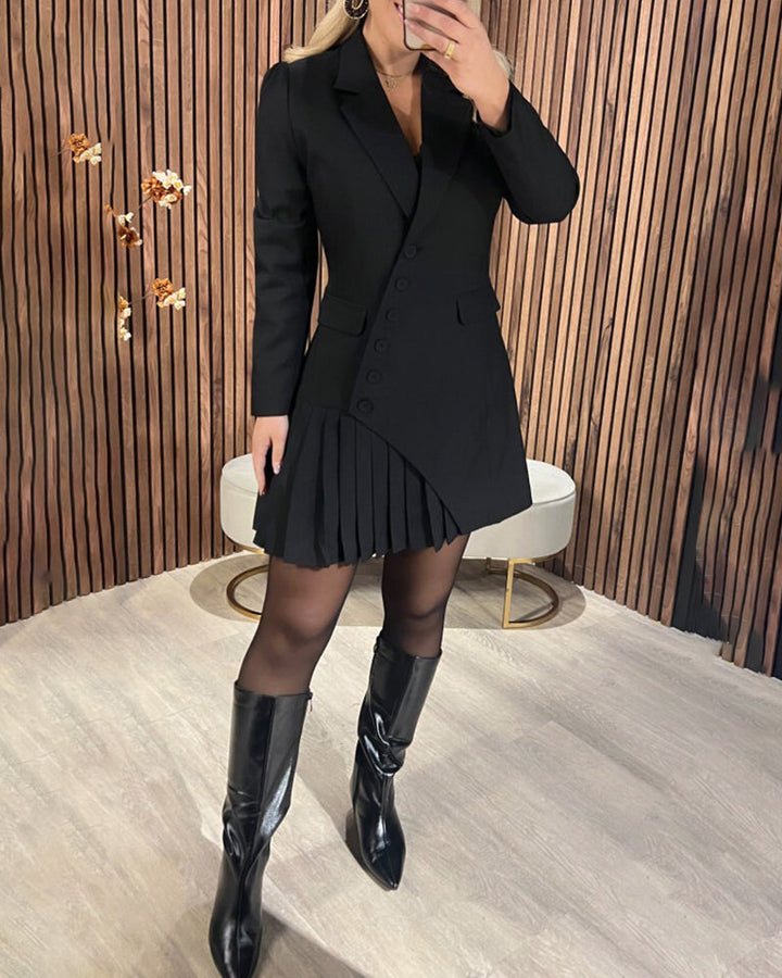Plain Dress with Lapel and Tailoring Style