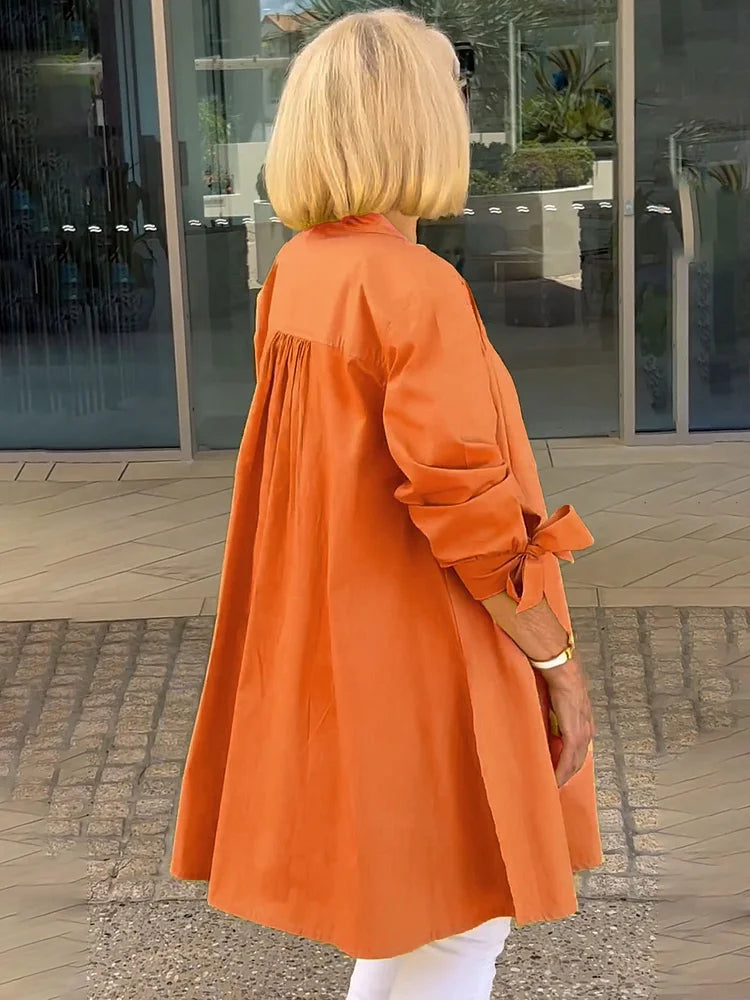ELLARIA – GATHERED BACK COTTON SHIRT JACKET