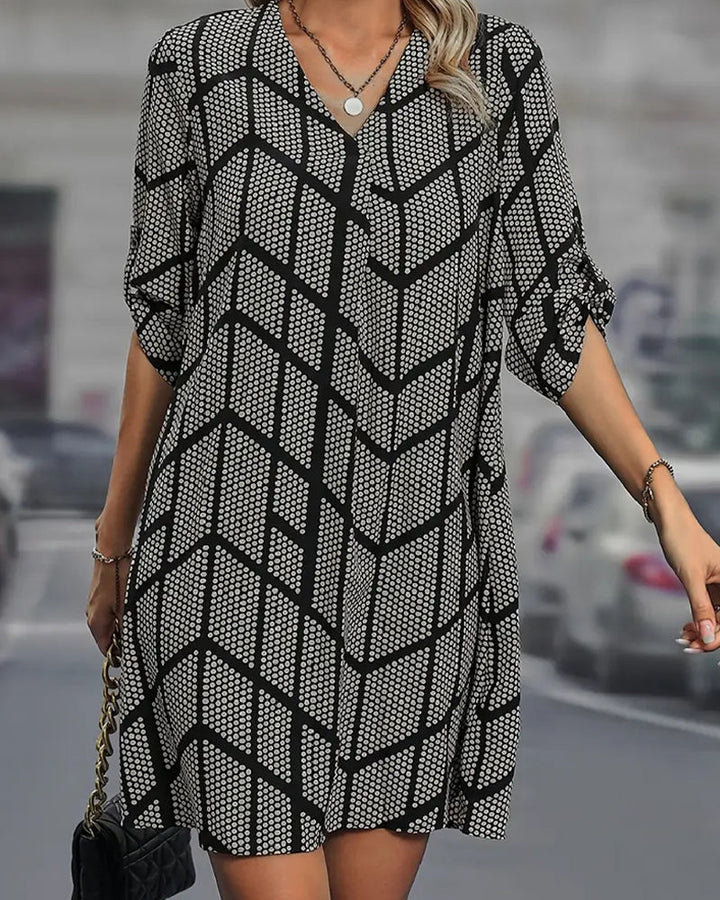 Trendy V-Neck Polka Dot Dress