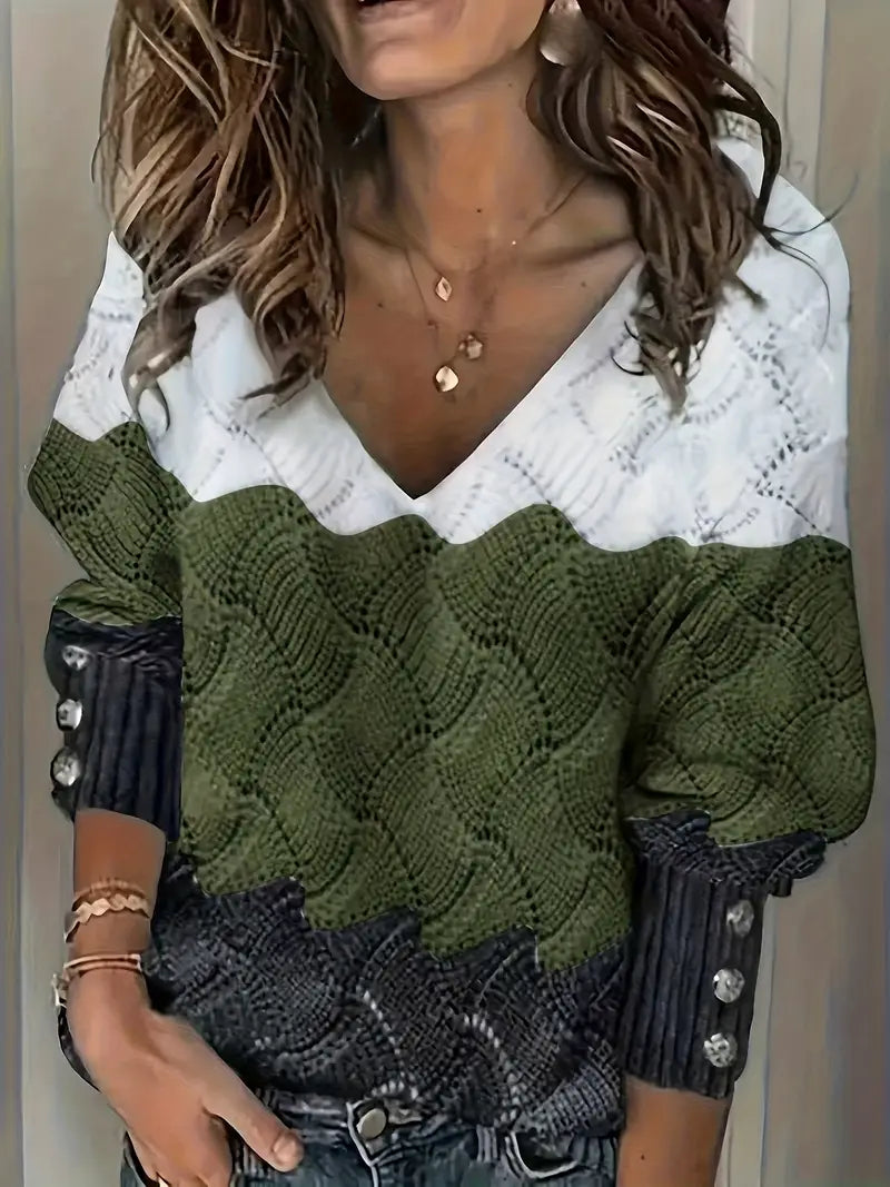 RENILDA – ELEGANT V-NECK KNITTED SWEATER