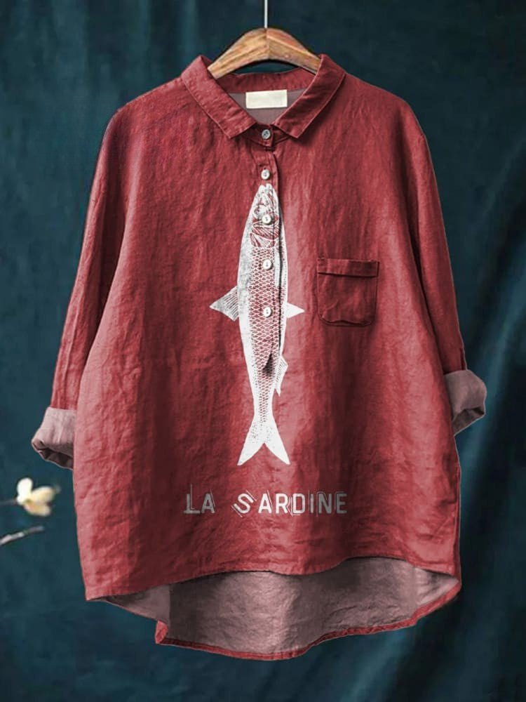 NEVEAH – STYLISH FISH PRINT COTTON SHIRT