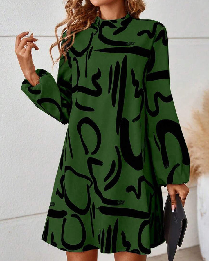 Trendy Geometric Print Contrast Dress