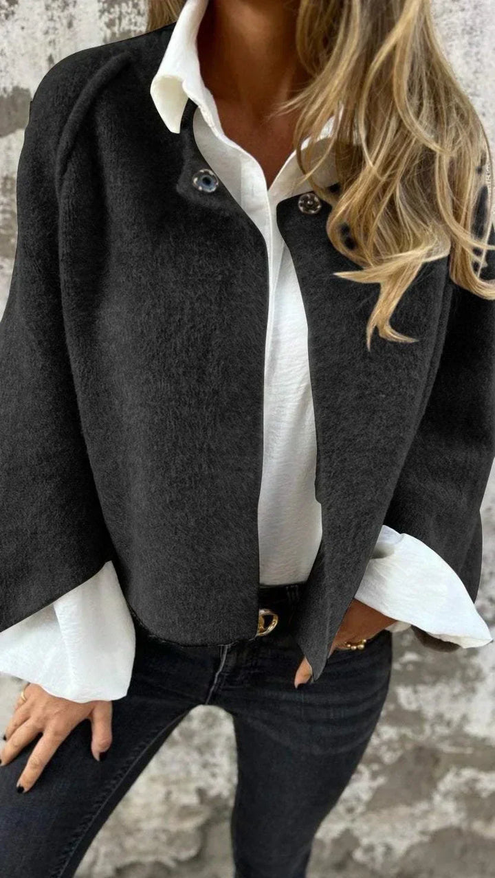 Celeste - Wool Coat with Round Neckline