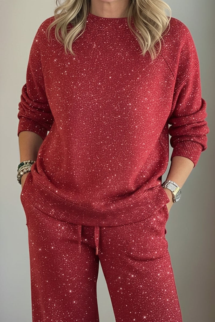 Viviana | Round Neck, Shiny, Solid Color, Comfortable Set