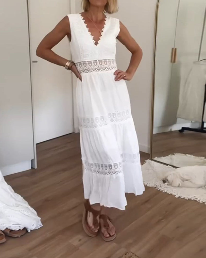 V-neck Lace Tank Dress