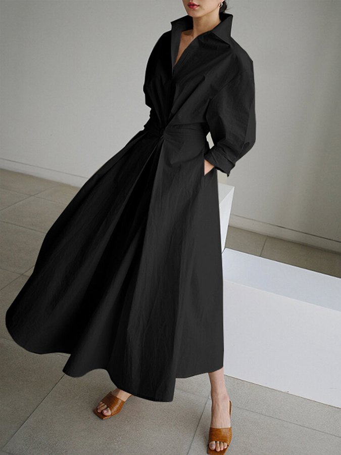 Clemence | Elegant Midi Dress with Button Closure