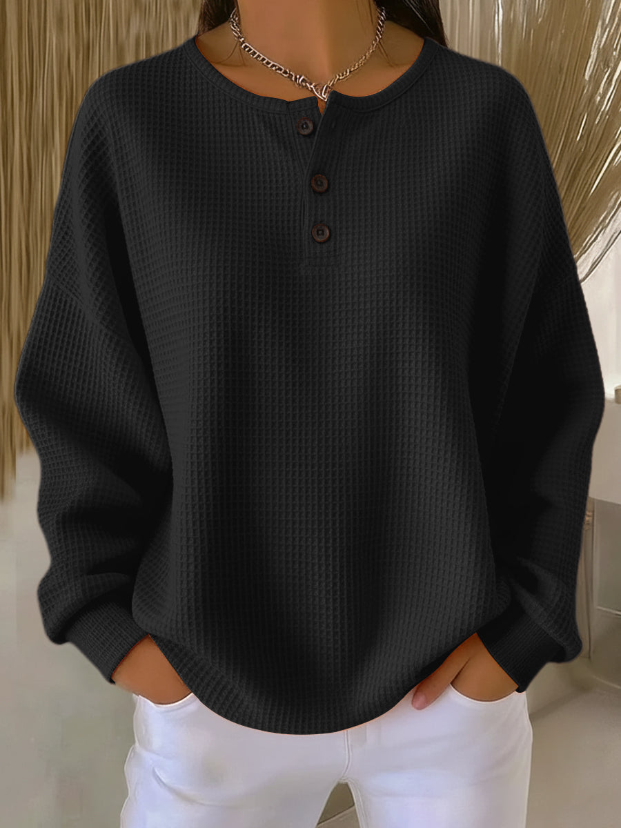ARIVELLE – COZY WAFFLE KNIT HENLEY