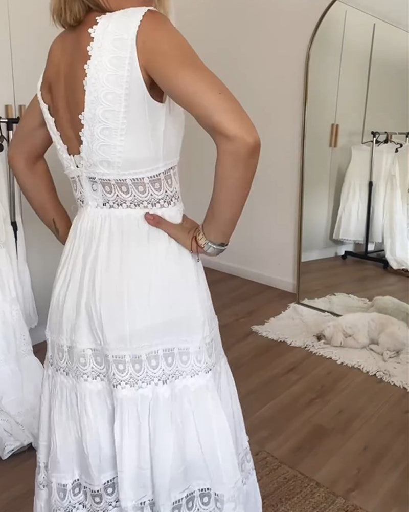 V-neck Lace Tank Dress