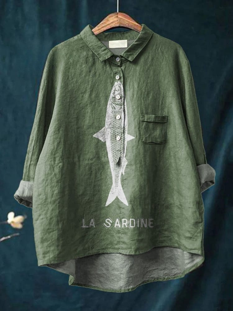 NEVEAH – STYLISH FISH PRINT COTTON SHIRT