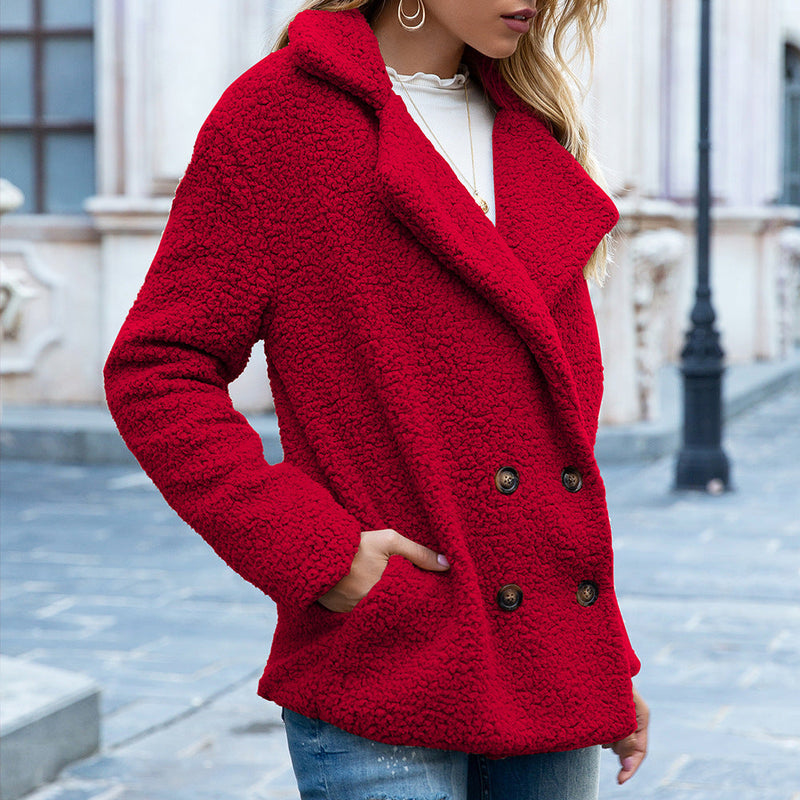 THIRALE – LAMB FUR COLLAR TEDDY COAT