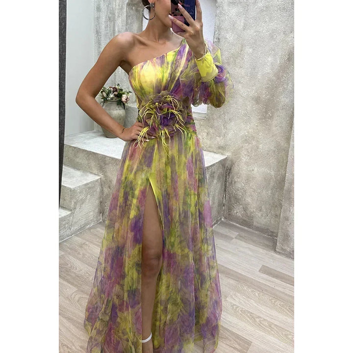 Jenny | Elegant One-Shoulder Floral Gown