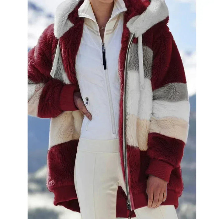 PlaidFusion - Women's Hooded Cashmere Coat