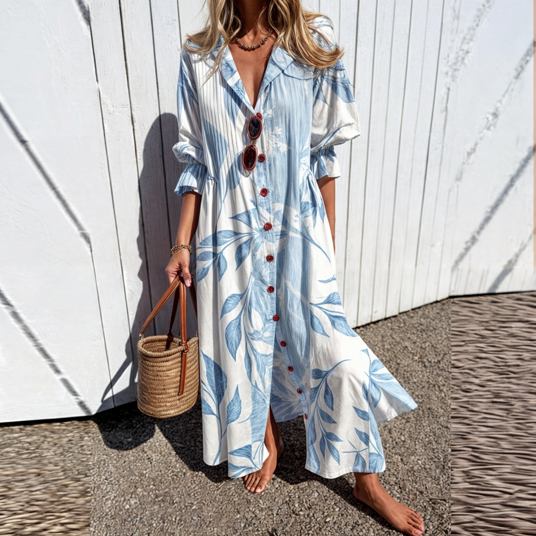 Odessa | Floral Dress with Buttons and Maxi Length