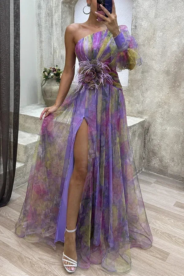 Jenny | Elegant One-Shoulder Floral Gown