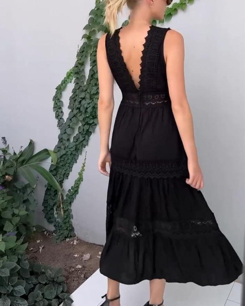 V-neck Lace Tank Dress