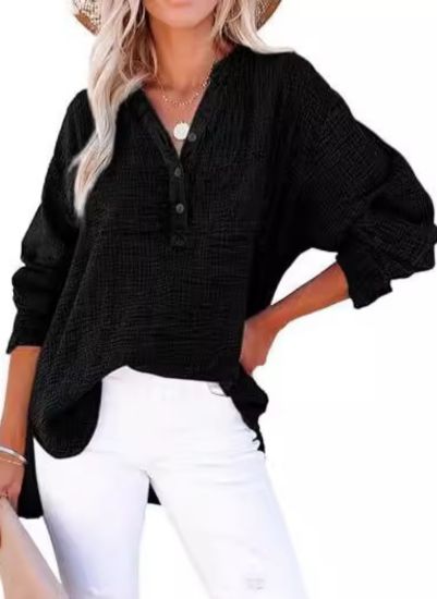 FENELLA – CHIC V-NECK SHIRT WITH TAILORED ELEGANCE