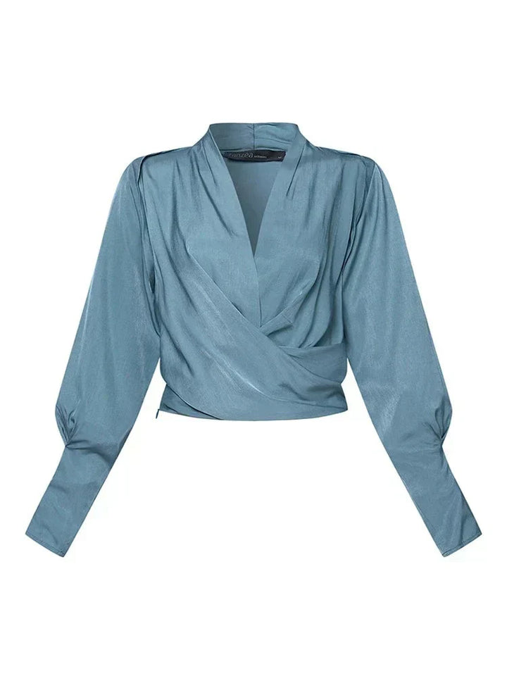 MIRELYTHEA – V-NECK WOMEN’S BLOUSES WITH PUFF SLEEVES