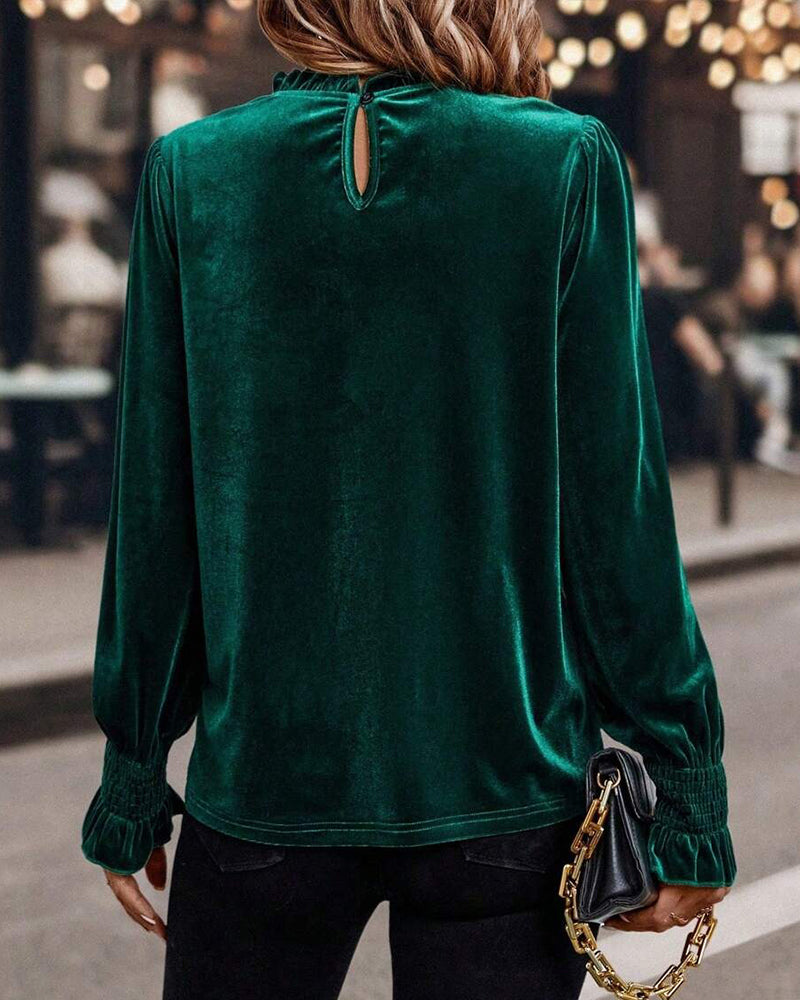 Top Crinkled Velvet Long Sleeve
