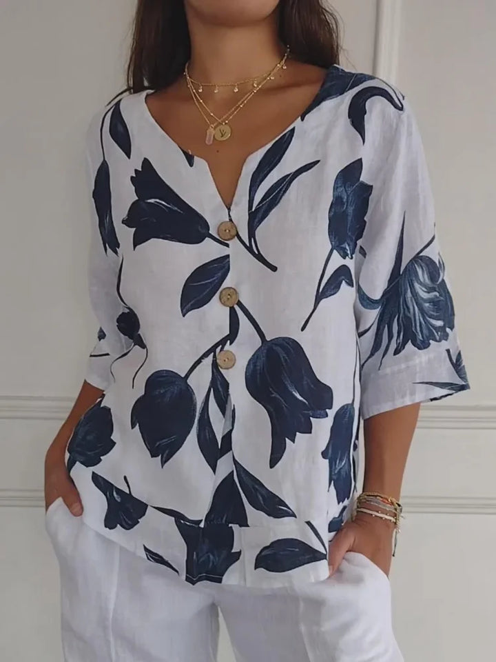 Sanne™ | Floral Button-Up Blouse