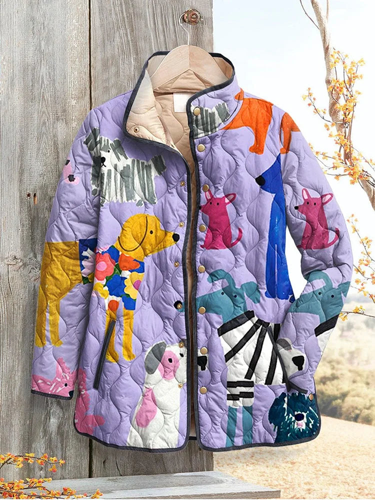 Women's Casual Jacket with Dog Print