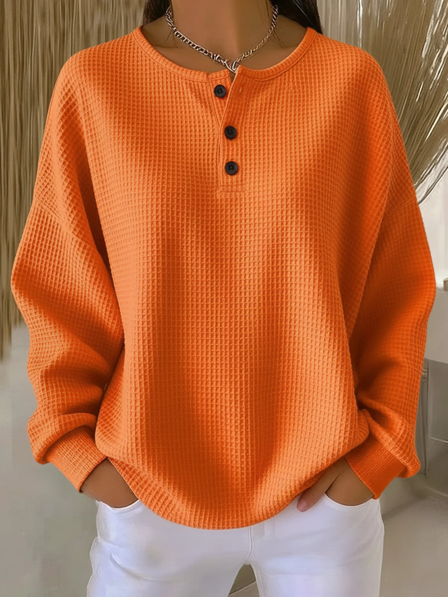 ARIVELLE – COZY WAFFLE KNIT HENLEY