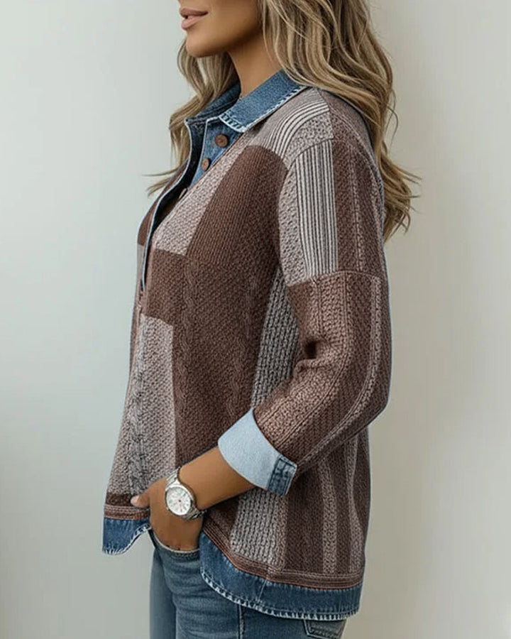 Long Sleeve Sweatshirt with Color Block Print