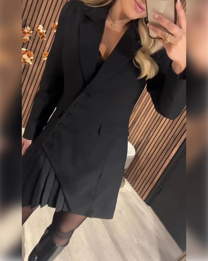 Plain Dress with Lapel and Tailoring Style